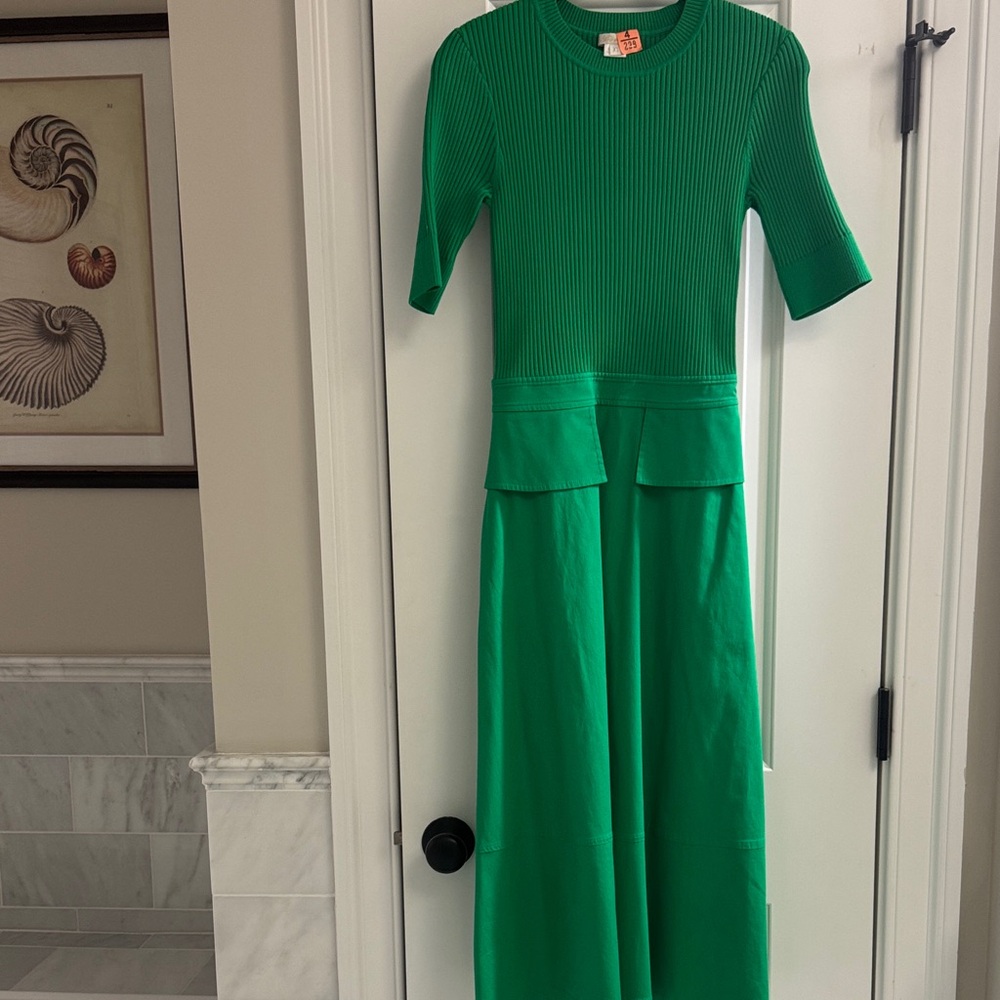Shoshanna Green Ribbed Knit Dress